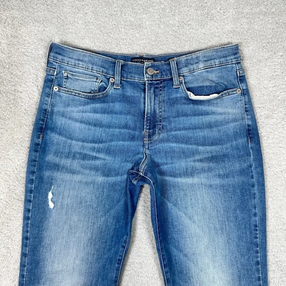 Lucky Brand Sweet Straight leg‎ Distressed Blue Jeans Womens 10/30 Medium Wash